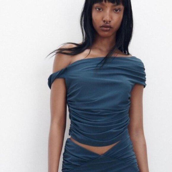 Zara Blue Skirt and Top Set Size Large - Picture 7 of 8